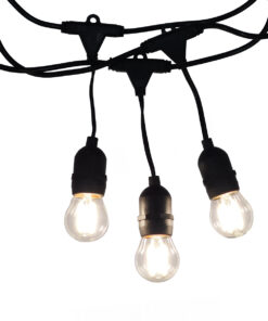 GLOBOSTAR® E27GARLAND 78984 Μοντέρνο Φωτιστικό Κήπου Γιρλάντα 15m με Ντουί 15 x E27 & Πρίζα Schuko Επεκτεινόμενη 90° AC 220-240V IP65 - Μαύρο - Μ1500 x Π92 x Υ16cm 14 78984 5