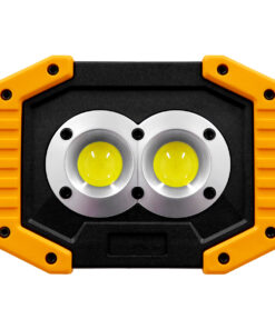 GloboStar® GLOBOSTAR® HELPLAMP 79037 Προβολέας Φακός Camping LED 20W 2000lm 120° DC 5V με Επαναφορτιζόμενη Μπαταρία Li-ion 3.6V 2x18650 4600mAh IP20 Ψυχρό Λευκό 6000K - Sanan COB Chip - Μαύρο & Κίτρινο - Μ11.5 x Π10 x Υ23cm - 1 Χρόνο Εγγύηση
