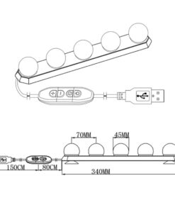 GloboStar® 79048 Φωτιστικό για Μακιγιάζ - Καθρέπτη - Πίνακα - Ντουλάπας LED 8W 800lm DC 5V με Καλώδιο Τροφοδοσίας USB & Ενσωματωμένο Χειριστήριο Εναλλαγής Χρωμάτων Αδιάβροχο IP54 CCT Θερμό 2700K έως Ψυχρό 6000K Dimmable 19 79048 8