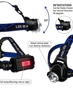 GloboStar® 79055 Φακός Κεφαλής Επαναφορτιζόμενος LED CREE XML2-T6 Chip 10 Watt 800lm με 2 x 18650 Μπαταρίες 5200mAh - Ψυχρό Λευκό 6000K - Μ8.5 x Π6.5 x Υ7cm 30 79055 14