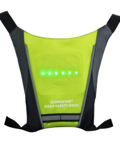 Alternative view of GloboStar® 79069 Γιλέκο Ασφαλείας Φωσφοριζέ Αντανακλαστικό για Ποδηλάτες & Runners με Φωτεινή Σήμανση LED - Ενσωματωμένη Μπαταρία 650mAh DC 5V Επαναφορτιζόμενο με Καλώδιο Τροφοδοσίας USB & Ασύρματο Χειριστήριο - Λαχανί Φωσφοριζέ & Μαύρο Αδιάβροχο IP65