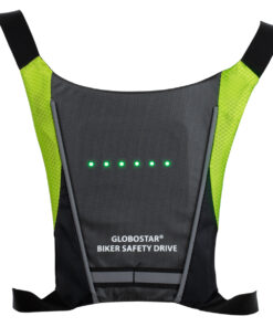 Alternative view of GloboStar® 79070 Γιλέκο Ασφαλείας Φωσφοριζέ Αντανακλαστικό για Ποδηλάτες & Runners με Φωτεινή Σήμανση LED - Ενσωματωμένη Μπαταρία 650mAh DC 5V Επαναφορτιζόμενο με Καλώδιο Τροφοδοσίας USB & Ασύρματο Χειριστήριο -  Μαύρο & Λαχανί Φωσφοριζέ Αδιάβροχο IP65