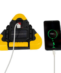 GloboStar® 79080 Φορητό Επαναφορτιζόμενο Τρίγωνο Ασφαλείας - Προβολέας Εργασίας LED COB 15W 1500lm με Ενσωματωμένη Μπαταρία 1200mAh & Φωτοβολταϊκό Πάνελ - 5 Light Modes & Power Bank με Καλώδιο Φόρτισης USB Αδιάβροχο IP54 Ψυχρό Λευκό 6000K 22 79080 10