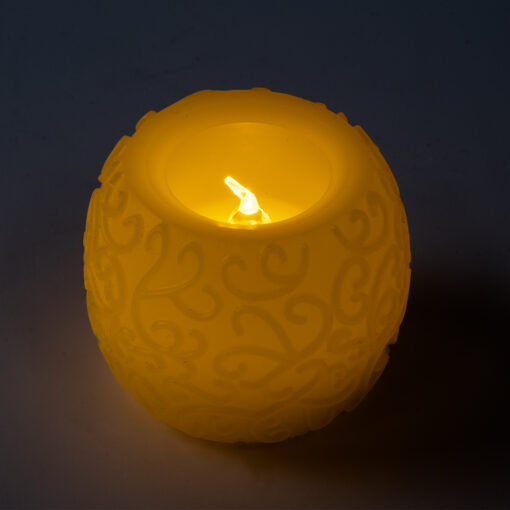 GloboStar® GloboStar® CANDLE 79537 Διακοσμητικό Realistic Κερί με LED Εφέ Κινούμενης Φλόγας - Μπαταρίας 3 x LR1130 Θερμό Λευκό 2700K Μπεζ D6 x H5cm