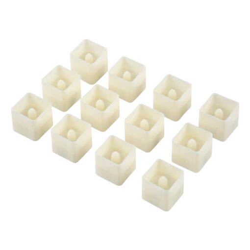 GloboStar® GloboStar® CANDLE 79538 ΣΕΤ 12 x Διακοσμητικά Realistic Κεράκια με LED Εφέ Κινούμενης Φλόγας - Μπαταρίας 12 x CR2032 Θερμό Λευκό 2700K Μπεζ L3.5 x W3.5 x H3.5cm