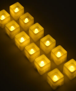 Alternative view of GloboStar® CANDLE 79538 ΣΕΤ 12 x Διακοσμητικά Realistic Κεράκια με LED Εφέ Κινούμενης Φλόγας - Μπαταρίας 12 x CR2032 Θερμό Λευκό 2700K Μπεζ L3.5 x W3.5 x H3.5cm