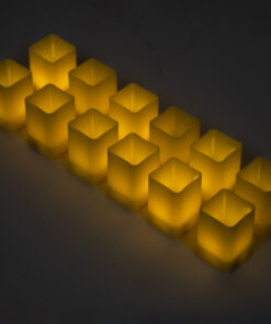 GloboStar® GloboStar® CANDLE 79539 ΣΕΤ 12 x Διακοσμητικά Realistic Κεράκια με LED Εφέ Κινούμενης Φλόγας - Μπαταρίας 12 x CR2032 Θερμό Λευκό 2700K Μπεζ L3.7 x W3.7 x H5.5cm