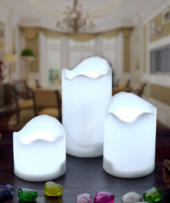 GloboStar® 79554 ΣΕΤ 3 Διακοσμητικών Realistic Κεριών Παραφίνης με LED - Μπαταρίας & Ασύρματο Χειριστήριο IR Ψυχρό Λευκό 6000K 8 79554 4