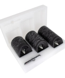 GloboStar® 79557 ΣΕΤ 3 Διακοσμητικών Realistic Κεριών Παραφίνης με LED Εφέ Κινούμενης Φλόγας - Μπαταρίας & Ασύρματο Χειριστήριο IR Μαύρα με Ασημένιες Ρίγες Θερμό Λευκό 3000K Dimmable 8 79557 3