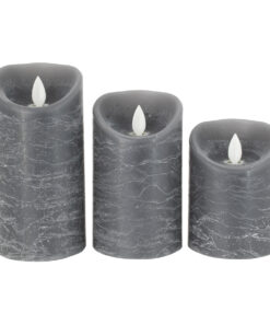 Alternative view of GloboStar® 79559 ΣΕΤ 3 Διακοσμητικών Realistic Κεριών Παραφίνης με LED Εφέ Κινούμενης Φλόγας - Μπαταρίας & Ασύρματο Χειριστήριο IR Γκρι με Ασημένιες Ρίγες Θερμό Λευκό 3000K Dimmable