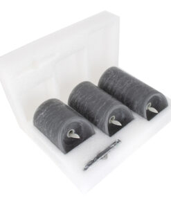 GloboStar® 79559 ΣΕΤ 3 Διακοσμητικών Realistic Κεριών Παραφίνης με LED Εφέ Κινούμενης Φλόγας - Μπαταρίας & Ασύρματο Χειριστήριο IR Γκρι με Ασημένιες Ρίγες Θερμό Λευκό 3000K Dimmable 8 79559 3