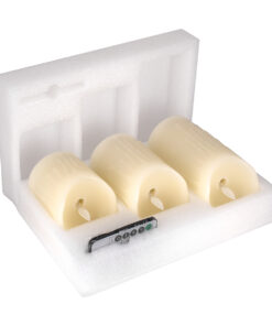 GloboStar® 79561 ΣΕΤ 3 Διακοσμητικών Realistic Κεριών Παραφίνης με LED Εφέ Κινούμενης Φλόγας - Μπαταρίας & Ασύρματο Χειριστήριο IR Σχέδιο Λιωμένο Κερί Θερμό Λευκό 3000K Dimmable 8 79561 3