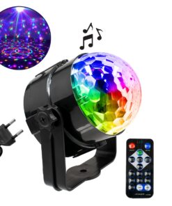GloboStar® 79601-1 LED Party Disco Μπάλα με Περιστρεφόμενα Φωτορυθμικά Εφέ Πολύχρωμη RGB 15W με Sound Control Activated Εφέ και με Ασύρματο Χειριστήριο AC 230V IP20 Μ11 x Π8.6 x Υ13cm 16 79601 1 3