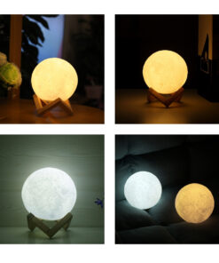 GloboStar® MOON 79605 Επιτραπέζιο Ανάγλυφο Διακοσμητικό Φωτιστικό Φ15cm 3D MOON LIGHT LED 3.7W DC 5V με Ενσωματωμένη Μπαταρία 500mAh Li-ion Επαναφορτιζόμενο - Καλώδιο Τροφοδοσίας USB και Διακόπτη Αφής CCT Θερμό Λευκό 3000K - Ψυχρό Λευκό 6000K Dimmable 14 79605 5 1