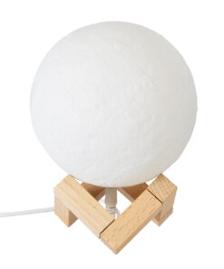 GloboStar® GloboStar® MOON 79606 Επιτραπέζιο Φωτιστικό Πορτατίφ LED 2W 120lm 360° DC 5V IP20 RGBW Dimmable Λευκό Πλαστικό με Μπεζ Ξύλο - Μ12 x Π12 x Υ15cm - 2 Xρόνια Εγγύηση