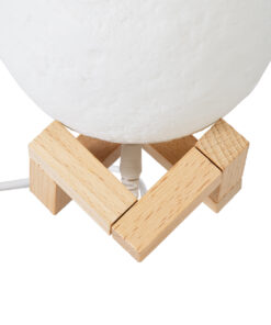 Alternative view of GloboStar® MOON 79606 Επιτραπέζιο Φωτιστικό Πορτατίφ LED 2W 120lm 360° DC 5V IP20 RGBW Dimmable Λευκό Πλαστικό με Μπεζ Ξύλο - Μ12 x Π12 x Υ15cm - 2 Xρόνια Εγγύηση