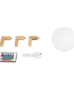 GloboStar® MOON 79606 Επιτραπέζιο Φωτιστικό Πορτατίφ LED 2W 120lm 360° DC 5V IP20 RGBW Dimmable Λευκό Πλαστικό με Μπεζ Ξύλο - Μ12 x Π12 x Υ15cm - 2 Xρόνια Εγγύηση 9 79606 5