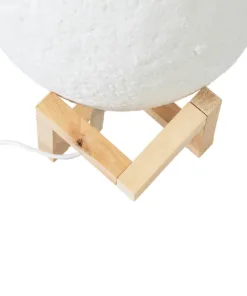 Alternative view of GloboStar® MOON 79607-S Επιτραπέζιο Φωτιστικό LED 3W 150lm 360° DC 5V IP20 RGB Dimmable Λευκό Πλαστικό με Μπεζ Ξύλο - Λειτουργία μόνο σε ρεύμα, χωρίς μπαταρίες - Μ20 x Π20 x Υ23cm - 2 Χρόνια Εγγύηση