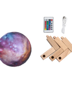 GloboStar® MOON 79615 Επιτραπέζιο Φωτιστικό Πορτατίφ LED 2W 100lm 360° DC 5V IP20 RGBW Dimmable Πολύχρωμο Πλαστικό με Μπεζ Ξύλο - Μ10 x Π10 x Υ13.5cm - 2 Xρόνια Εγγύηση 8 79615 4