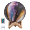 GloboStar® GloboStar® MOON 79617 Επιτραπέζιο Φωτιστικό Πορτατίφ LED 6W 360lm 360° DC 5V IP20 RGB Dimmable Πολύχρωμο Πλαστικό με Μπεζ Ξύλο - Μ20 x Π20 x Υ25cm - 2 Xρόνια Εγγύηση