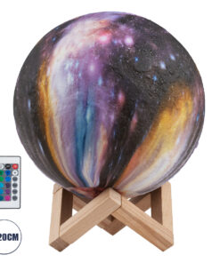 GloboStar® GloboStar® MOON 79617 Επιτραπέζιο Φωτιστικό Πορτατίφ LED 6W 360lm 360° DC 5V IP20 RGB Dimmable Πολύχρωμο Πλαστικό με Μπεζ Ξύλο - Μ20 x Π20 x Υ25cm - 2 Xρόνια Εγγύηση