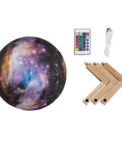 GloboStar® MOON 79617 Επιτραπέζιο Φωτιστικό Πορτατίφ LED 6W 360lm 360° DC 5V IP20 RGB Dimmable Πολύχρωμο Πλαστικό με Μπεζ Ξύλο - Μ20 x Π20 x Υ25cm - 2 Xρόνια Εγγύηση 10 79617 4