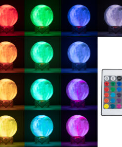 GloboStar® MOON 79617 Επιτραπέζιο Φωτιστικό Πορτατίφ LED 6W 360lm 360° DC 5V IP20 RGB Dimmable Πολύχρωμο Πλαστικό με Μπεζ Ξύλο - Μ20 x Π20 x Υ25cm - 2 Xρόνια Εγγύηση 11 79617 5