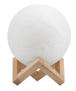 Alternative view of GloboStar® MOON 79619 Επιτραπέζιο Φωτιστικό Πορτατίφ LED 4W 240lm 360° DC 5V IP20 RGBW Dimmable Λευκό Πλαστικό με Μπεζ Ξύλο - Μ15 x Π15 x Υ19cm - 2 Xρόνια Εγγύηση