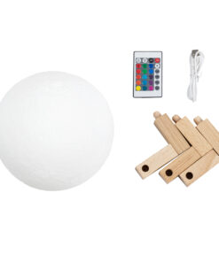 GloboStar® MOON 79619 Επιτραπέζιο Φωτιστικό Πορτατίφ LED 4W 240lm 360° DC 5V IP20 RGBW Dimmable Λευκό Πλαστικό με Μπεζ Ξύλο - Μ15 x Π15 x Υ19cm - 2 Xρόνια Εγγύηση 10 79619 4