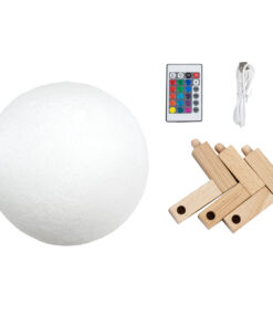 GloboStar® MOON 79620 Επιτραπέζιο Φωτιστικό Πορτατίφ LED 6W 360lm 360° DC 5V IP20 RGBW Dimmable Λευκό Πλαστικό με Μπεζ Ξύλο - Μ20 x Π20 x Υ25cm - 2 Xρόνια Εγγύηση 10 79620 4