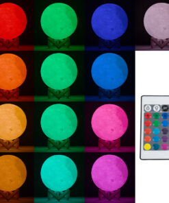 GloboStar® MOON 79620 Επιτραπέζιο Φωτιστικό Πορτατίφ LED 6W 360lm 360° DC 5V IP20 RGBW Dimmable Λευκό Πλαστικό με Μπεζ Ξύλο - Μ20 x Π20 x Υ25cm - 2 Xρόνια Εγγύηση 11 79620 5