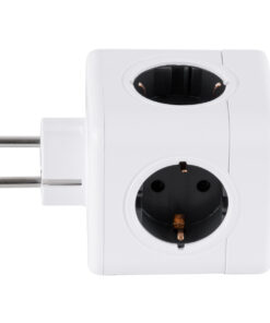 GLOBOSTAR® POWERCUBE 79627 Πολύπριζο 5 Θέσεων με 5 x EU Schuko Πρίζες Ασφαλείας Childproof AC 220-240V 3680W/16A Max Load IP20 - Λευκό & Γκρι - Μ7.5 x Π11.5 x Υ7.5cm 17 79627 5
