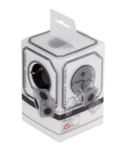 GLOBOSTAR® POWERCUBE 79627 Πολύπριζο 5 Θέσεων με 5 x EU Schuko Πρίζες Ασφαλείας Childproof AC 220-240V 3680W/16A Max Load IP20 - Λευκό & Γκρι - Μ7.5 x Π11.5 x Υ7.5cm 21 79627 9