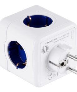 GLOBOSTAR® POWERCUBE 79629 Πολύπριζο 5 Θέσεων με 5 x EU Schuko Πρίζες Ασφαλείας Childproof AC 220-240V 3680W/16A Max Load IP20 - Λευκό & Μπλε - Μ7.5 x Π11.5 x Υ7.5cm 13 79629 3
