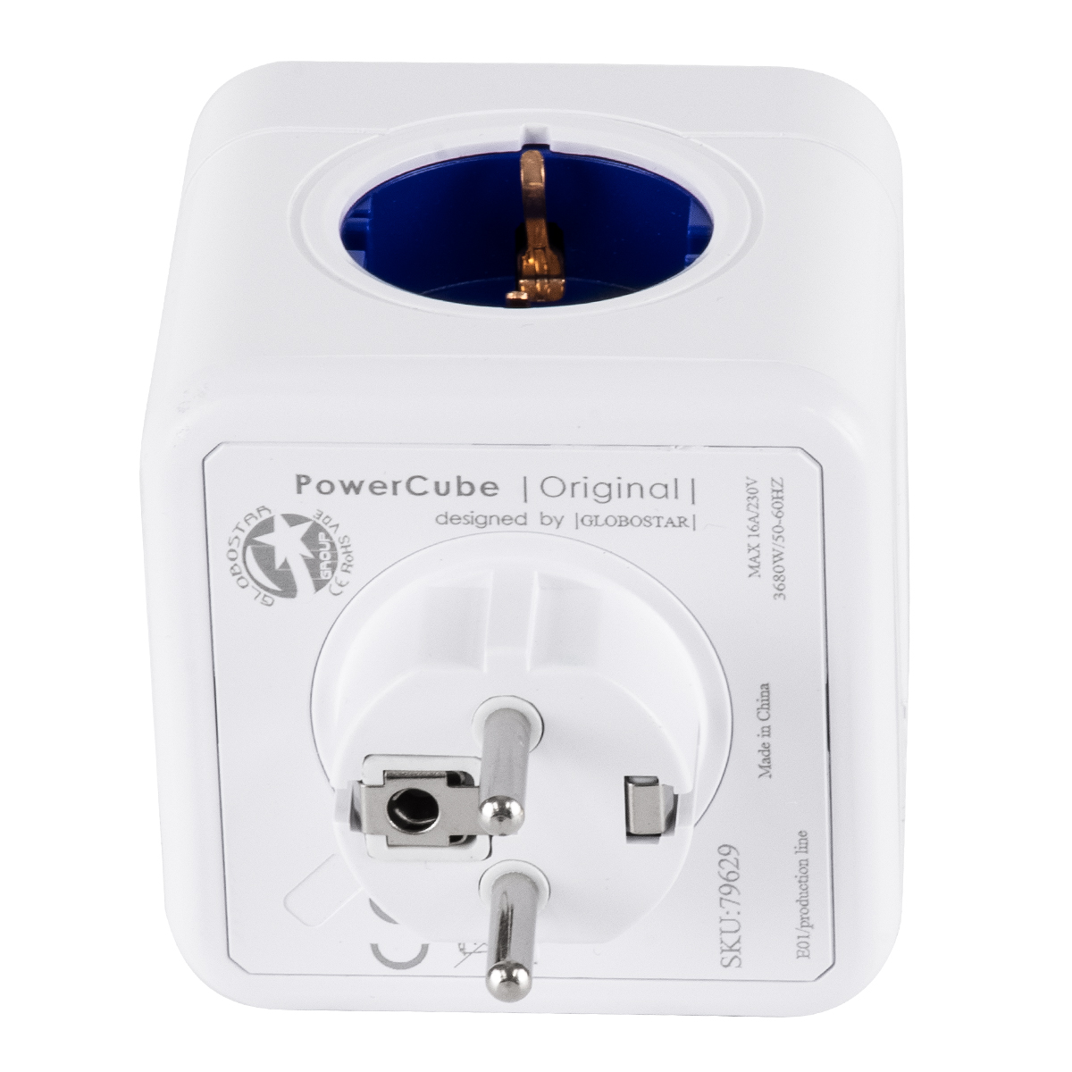 GLOBOSTAR® POWERCUBE 79629 Πολύπριζο 5 Θέσεων με 5 x EU Schuko Πρίζες Ασφαλείας Childproof AC 220-240V 3680W/16A Max Load IP20 - Λευκό & Μπλε - Μ7.5 x Π11.5 x Υ7.5cm 5 GLOBOSTAR® POWERCUBE 79629 Πολύπριζο 5 Θέσεων με 5 x EU Schuko Πρίζες Ασφαλείας Childproof AC 220-240V 3680W/16A Max Load IP20 - Λευκό & Μπλε - Μ7.5 x Π11.5 x Υ7.5cm - Image 4