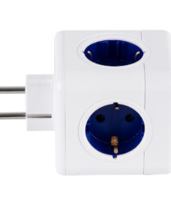 GLOBOSTAR® POWERCUBE 79629 Πολύπριζο 5 Θέσεων με 5 x EU Schuko Πρίζες Ασφαλείας Childproof AC 220-240V 3680W/16A Max Load IP20 - Λευκό & Μπλε - Μ7.5 x Π11.5 x Υ7.5cm 15 79629 5