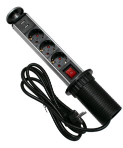 Alternative view of GLOBOSTAR® POWERFOLD 79630 Χωνευτό Πτυσσόμενο Πολύπριζο 5 Θέσεων με 2 x Πρίζες DC 5V USB 3.0 & 3 x EU Schuko Πρίζες Ασφαλείας Childproof AC 220-240V 3000W/13A Max Load με Διακόπτη On/Off IP20 - Μαύρο & Γκρι - Μ8 x Π8 x Υ33cm