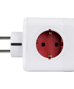 GloboStar® TRAVEL PowerCube PRO Certified 79634 Πολύπριζο 6 Θέσεων με 4 Πρίζες Ασφαλείας Childproof EU Schuko AC 220-240V & 2 Πρίζες USB Max 2.1A/DC 5V Μ7.5 x Π11.5 x Υ7.5 - Λευκό με Κόκκινο - Max Load 3680W/16A 18 79634 6