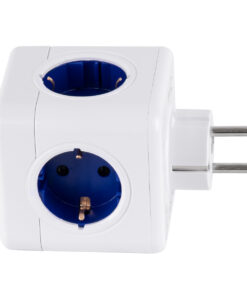 Alternative view of GloboStar® TRAVEL PowerCube PRO Certified 79638 Πολύπριζο 6 Θέσεων με 4 Πρίζες Ασφαλείας Childproof EU Schuko AC 220-240V & 2 Πρίζες USB Max 2.1A/DC 5V Μ7.5 x Π11.5 x Υ7.5 - Λευκό με Μπλε - Max Load 3680W/16A