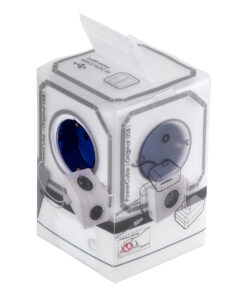 GloboStar® TRAVEL PowerCube PRO Certified 79638 Πολύπριζο 6 Θέσεων με 4 Πρίζες Ασφαλείας Childproof EU Schuko AC 220-240V & 2 Πρίζες USB Max 2.1A/DC 5V Μ7.5 x Π11.5 x Υ7.5 - Λευκό με Μπλε - Max Load 3680W/16A 19 79638 9