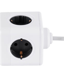Alternative view of GloboStar® TRAVEL PowerCube PRO Certified 79639 Πολύπριζο 6 Θέσεων με 1.5m Kαλώδιο - 4 Πρίζες Ασφαλείας Childproof EU Schuko AC 220-240V & 2 Πρίζες USB Max 2.1A/DC 5V Μ7.5 x Π7.5 x Υ7.5 - Λευκό με Γκρι - Max Load 3680W/16A