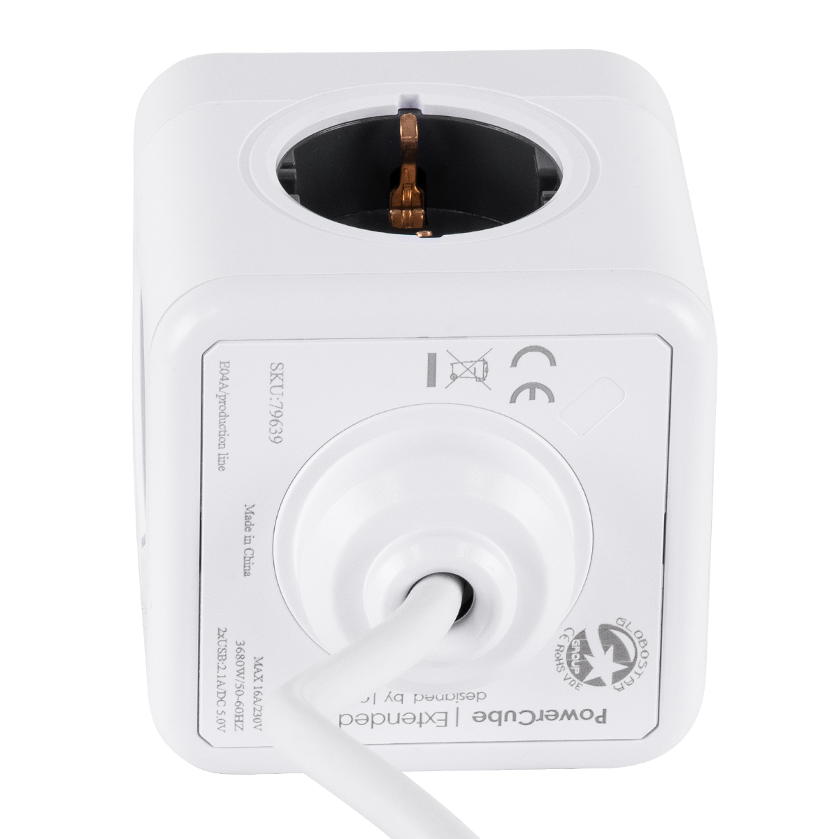 GloboStar® TRAVEL PowerCube PRO Certified 79639 Πολύπριζο 6 Θέσεων με 1.5m Kαλώδιο - 4 Πρίζες Ασφαλείας Childproof EU Schuko AC 220-240V & 2 Πρίζες USB Max 2.1A/DC 5V Μ7.5 x Π7.5 x Υ7.5 - Λευκό με Γκρι - Max Load 3680W/16A 5 GloboStar® TRAVEL PowerCube PRO Certified 79639 Πολύπριζο 6 Θέσεων με 1.5m Kαλώδιο - 4 Πρίζες Ασφαλείας Childproof EU Schuko AC 220-240V & 2 Πρίζες USB Max 2.1A/DC 5V Μ7.5 x Π7.5 x Υ7.5 - Λευκό με Γκρι - Max Load 3680W/16A - Image 4