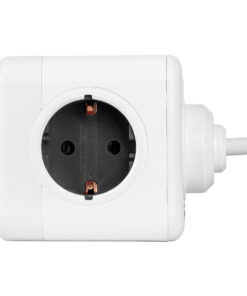 GloboStar® TRAVEL PowerCube PRO Certified 79639 Πολύπριζο 6 Θέσεων με 1.5m Kαλώδιο - 4 Πρίζες Ασφαλείας Childproof EU Schuko AC 220-240V & 2 Πρίζες USB Max 2.1A/DC 5V Μ7.5 x Π7.5 x Υ7.5 - Λευκό με Γκρι - Max Load 3680W/16A 20 79639 6
