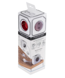 GloboStar® TRAVEL PowerCube PRO Certified 79642 Πολύπριζο 6 Θέσεων με 1.5m Kαλώδιο - 4 Πρίζες Ασφαλείας Childproof EU Schuko AC 220-240V & 2 Πρίζες USB Max 2.1A/DC 5V Μ7.5 x Π7.5 x Υ7.5 - Λευκό με Κόκκινο - Max Load 3680W/16A 26 79642 10