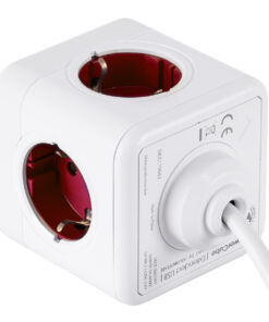 GloboStar® TRAVEL PowerCube PRO Certified 79642 Πολύπριζο 6 Θέσεων με 1.5m Kαλώδιο - 4 Πρίζες Ασφαλείας Childproof EU Schuko AC 220-240V & 2 Πρίζες USB Max 2.1A/DC 5V Μ7.5 x Π7.5 x Υ7.5 - Λευκό με Κόκκινο - Max Load 3680W/16A 19 79642 3