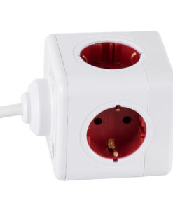 GloboStar® TRAVEL PowerCube PRO Certified 79642 Πολύπριζο 6 Θέσεων με 1.5m Kαλώδιο - 4 Πρίζες Ασφαλείας Childproof EU Schuko AC 220-240V & 2 Πρίζες USB Max 2.1A/DC 5V Μ7.5 x Π7.5 x Υ7.5 - Λευκό με Κόκκινο - Max Load 3680W/16A 21 79642 5