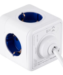 GloboStar® TRAVEL PowerCube PRO Certified 79643 Πολύπριζο 6 Θέσεων με 1.5m Kαλώδιο - 4 Πρίζες Ασφαλείας Childproof EU Schuko AC 220-240V & 2 Πρίζες USB Max 2.1A/DC 5V Μ7.5 x Π7.5 x Υ7.5 - Λευκό με Μπλε - Max Load 3680W/16A 17 79643 3