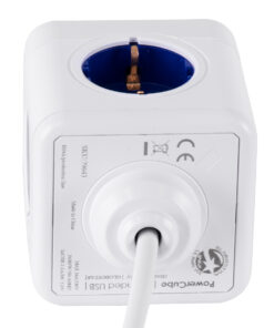 GloboStar® TRAVEL PowerCube PRO Certified 79643 Πολύπριζο 6 Θέσεων με 1.5m Kαλώδιο - 4 Πρίζες Ασφαλείας Childproof EU Schuko AC 220-240V & 2 Πρίζες USB Max 2.1A/DC 5V Μ7.5 x Π7.5 x Υ7.5 - Λευκό με Μπλε - Max Load 3680W/16A 18 79643 4