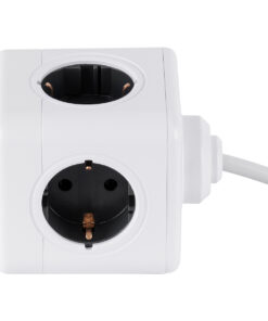 GloboStar® TRAVEL PowerCube PRO Certified 79644 Πολύπριζο 5 Θέσεων με 1.5m Kαλώδιο - 5 Πρίζες Ασφαλείας Childproof EU Schuko AC 220-240V Μ7.5 x Π7.5 x Υ7.5 - Λευκό με Γκρι - Max Load 3680W/16A 16 79644 2