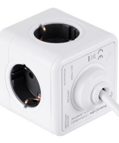 GloboStar® TRAVEL PowerCube PRO Certified 79644 Πολύπριζο 5 Θέσεων με 1.5m Kαλώδιο - 5 Πρίζες Ασφαλείας Childproof EU Schuko AC 220-240V Μ7.5 x Π7.5 x Υ7.5 - Λευκό με Γκρι - Max Load 3680W/16A 17 79644 3